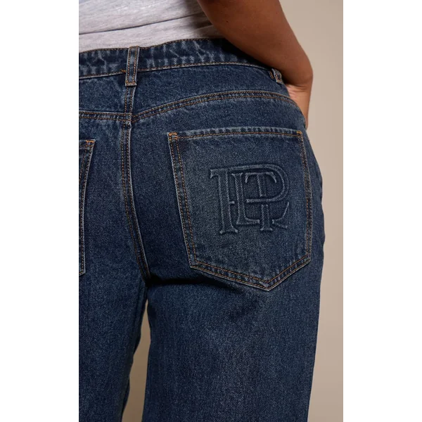 Bleu Moyen Délavé Jean Droit Plt Bleu Moyen Taille Petite