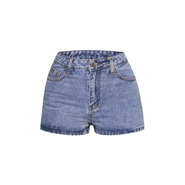 Bleu Moyen Délavé Short Basique Taille Haute Petite