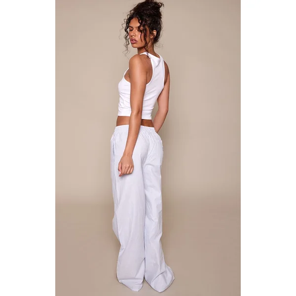 Bleu Pantalon Tissé À Rayures Avec Cordon De Serrage