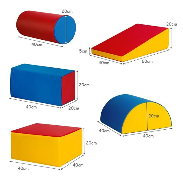 Blocs de Construction de Grands XL en Mousse-5 Pièces Jouets Éducatifs sur Logiciel avec Housse 10 Couleurs au Choix