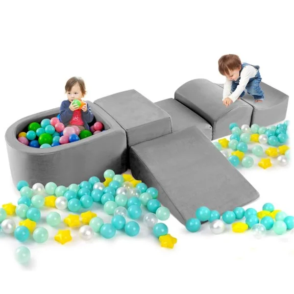 Blocs d'Escalade 5 Pièces Souples Fosse à Balles(Sans Boules Océaniques) Housses Lavables en Machine avec Fermetures Eclair 9 Couleurs