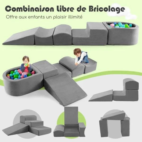 Blocs d'Escalade 5 Pièces Souples Fosse à Balles(Sans Boules Océaniques) Housses Lavables en Machine avec Fermetures Eclair 9 Couleurs