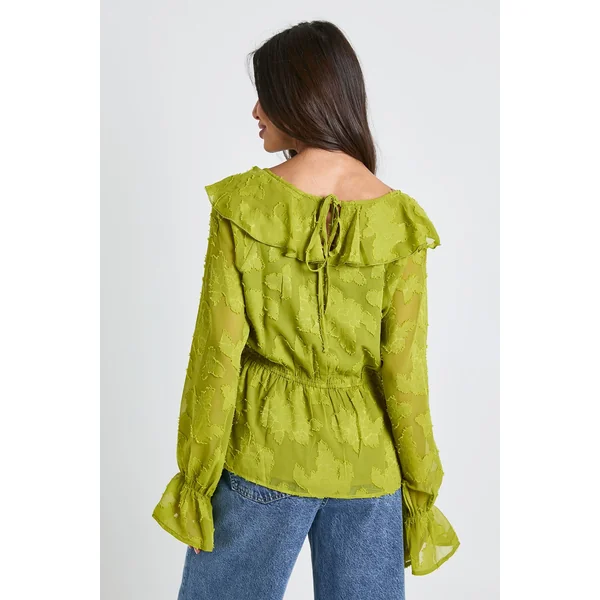 Blouse Burnout florale à manches d'ange
