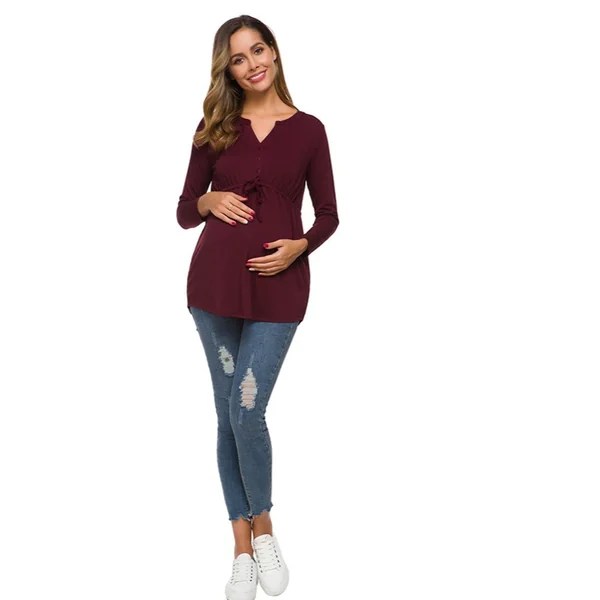 Blouse de grossesse et d'allaitement - Noir/Rose/Bordeaux