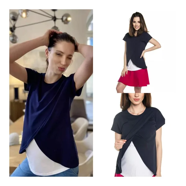 Blouse de grossesse et d'allaitement Vegan en coton oeko-tex - Reste 1L
