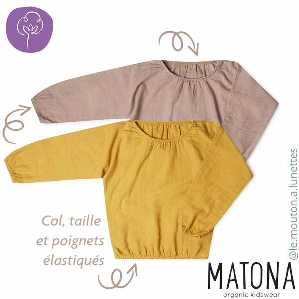 Blouse manches longues en coton Bio "Camilla" - Matona - derniers exemplaires