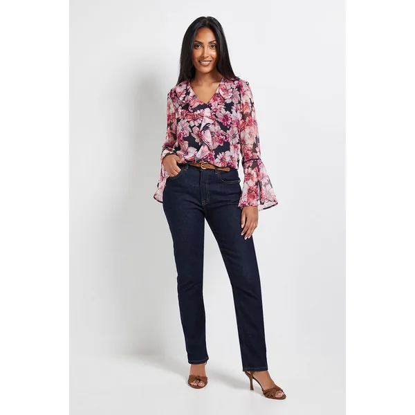 Blouse À Volants Avec Bordure En Dentelle Florale Petite Taille