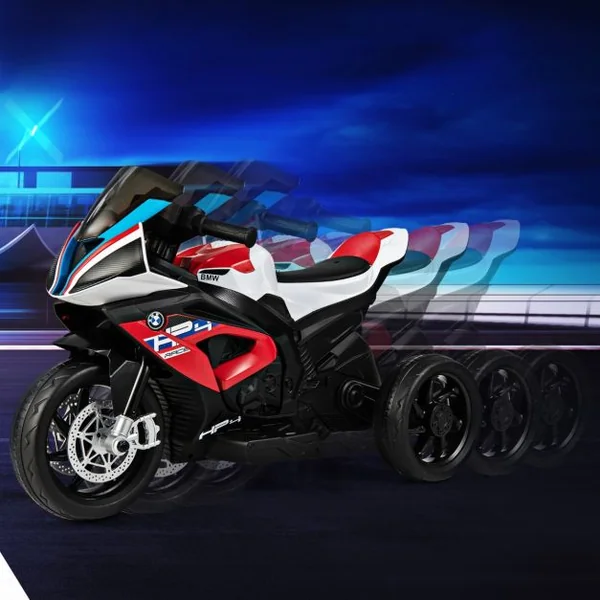 BMW Moto Électrique 6V pour Enfants 3-8 Ans 3 km/h USB Musique Lumineux Cadeau Idéal Noël pour Enfants Bleu/Rouge