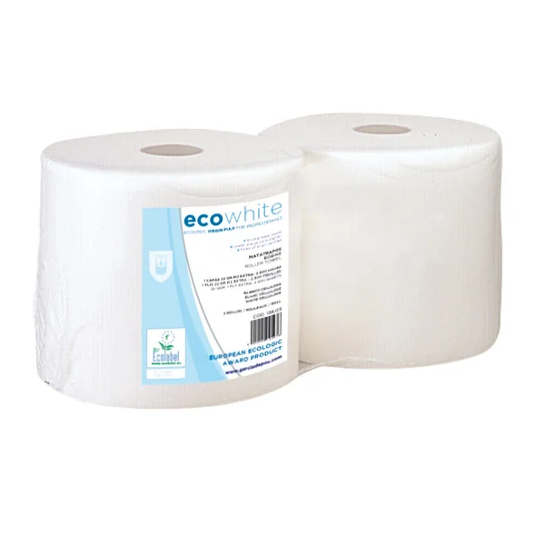 BOBINES ECOLABEL 1 PLI - 2500 FEUILLES 22 G/M2 Ø37x26 CM BLANC OUATE (2 UNITÉ) - Garcia de Pou