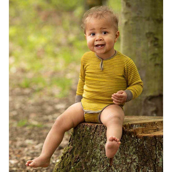 Body au col boutonné en laine et soie - ENGEL NATUR