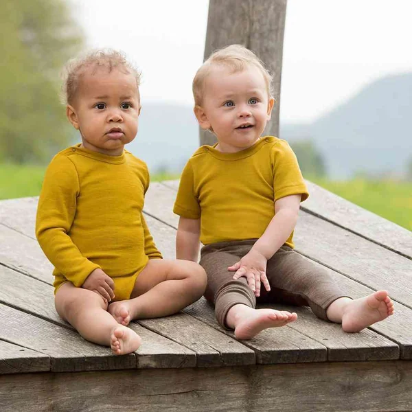 Body bébé en laine et soie manches courtes- ENGEL NATUR