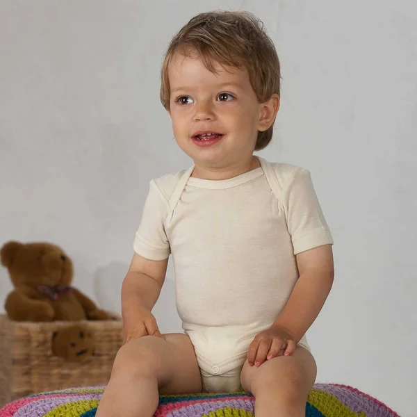Body bébé laine et soie manches courtes - COSILANA