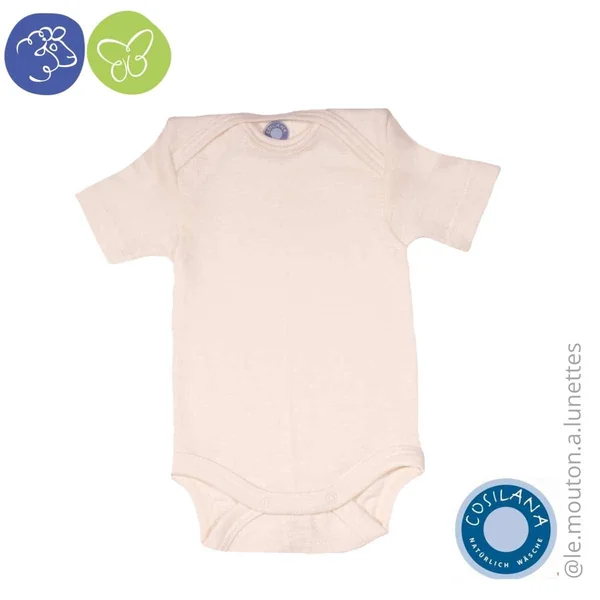 Body bébé laine et soie manches courtes - COSILANA