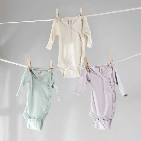 Body croisé en laine et soie pour bébé - Mérinos bio ENGEL NATUR