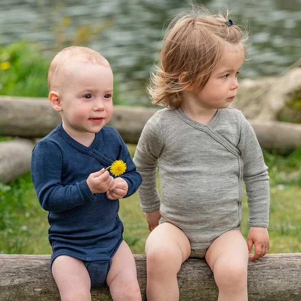 Body croisé en laine et soie pour bébé - Mérinos bio ENGEL NATUR