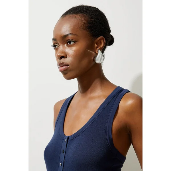 Body en jersey côtelé de viscose de luxe à encolure en U