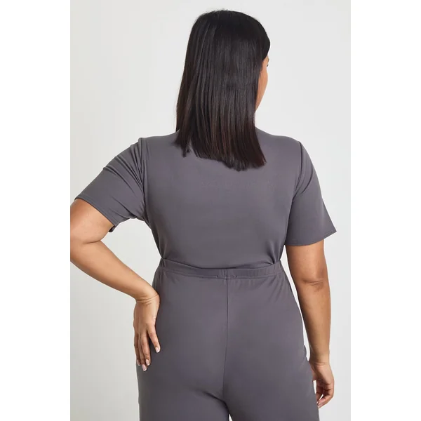 Body Grande Taille À Manches Courtes Ultra Doux Avec Encolure Rapportée