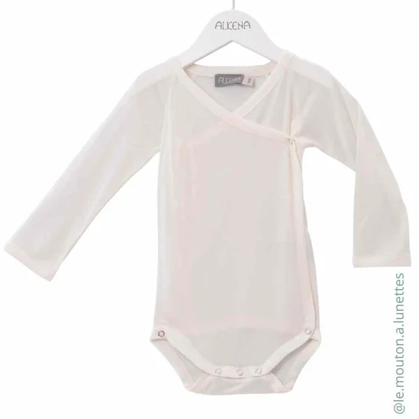 Body pour bébé croisé en jersey de soie bio ALKENA - manches longues