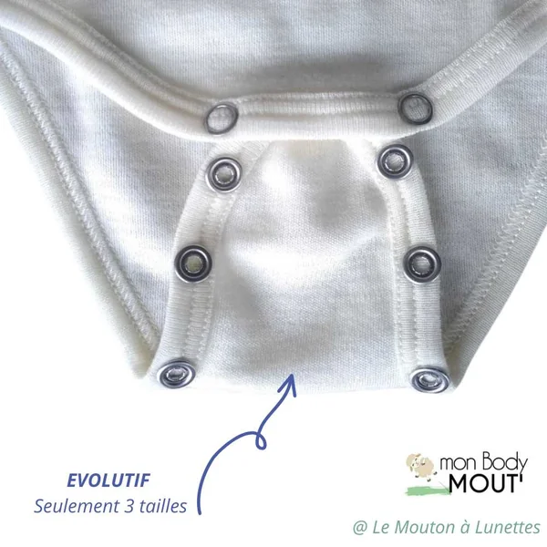 Body évolutif en pure laine mérinos Made in France par Ma couche durable
