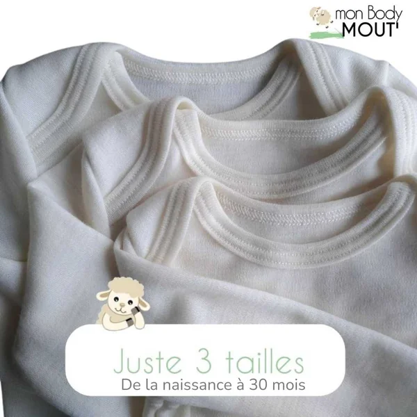 Body évolutif en pure laine mérinos Made in France par Ma couche durable