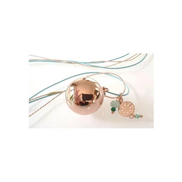 Bola de grossesse plaqué en or rose avec pampille turquoise