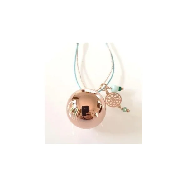 Bola de grossesse plaqué en or rose avec pampille turquoise