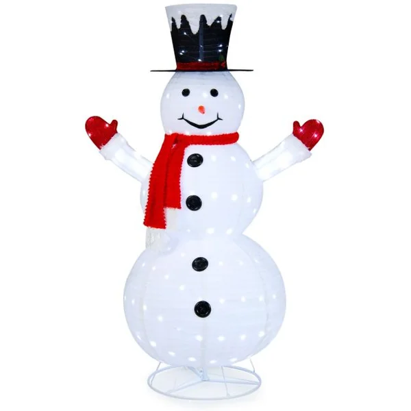 Bonhomme de Neige Lumineux Extérieur 180CM avec 200 LED Blanc Froid 4 Piquets Decoration Noël Dépliable