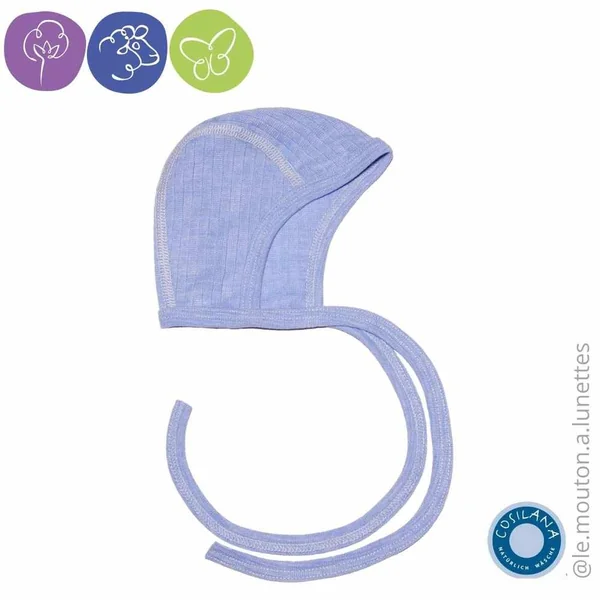 Bonnet bébé - béguin en coton, laine et soie - Cosilana