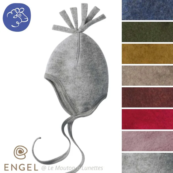 Bonnet en laine polaire bio avec pompon - Engel Natur