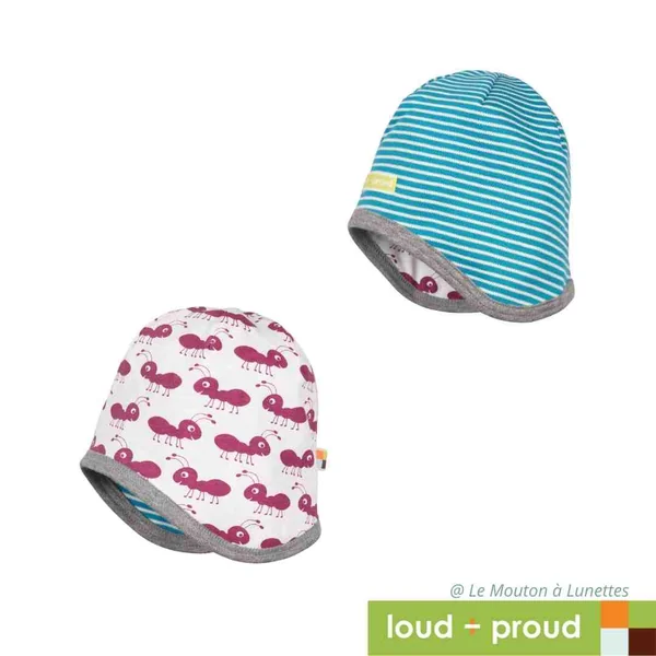 Bonnet réversible en coton bio - Loud and Proud