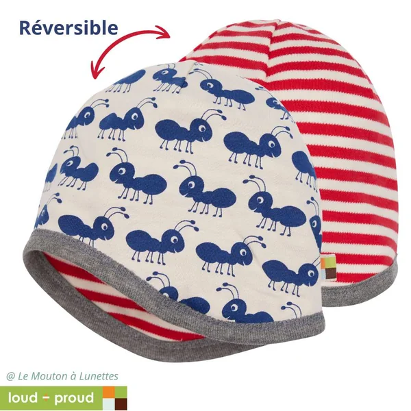 Bonnet réversible en coton bio - Loud and Proud