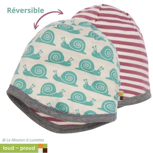 Bonnet réversible en coton bio - Loud and Proud