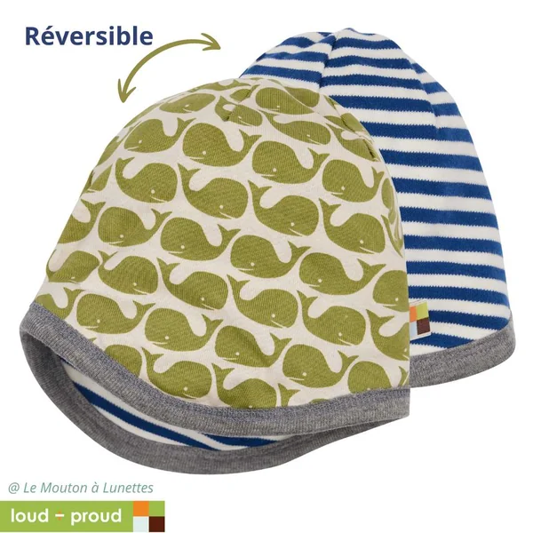 Bonnet réversible en coton bio - Loud and Proud