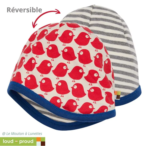 Bonnet réversible en coton bio - Loud and Proud