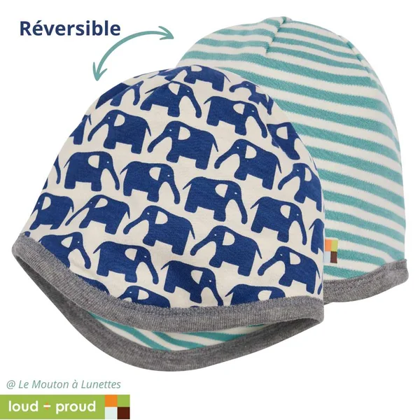 Bonnet réversible en coton bio - Loud and Proud