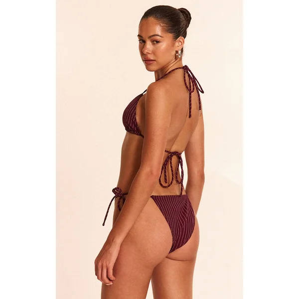 Bordeaux Bas De Bikini À Fines Rayures Avec Liens Sur Les Côtés