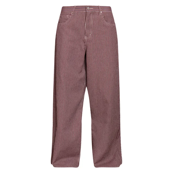 Bordeaux Jean En Denim Taille Haute À Fines Rayures