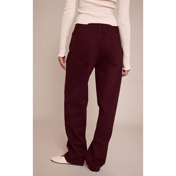 Bordeaux Prettylittlething Jean Boyfriend Taille Mi-haute