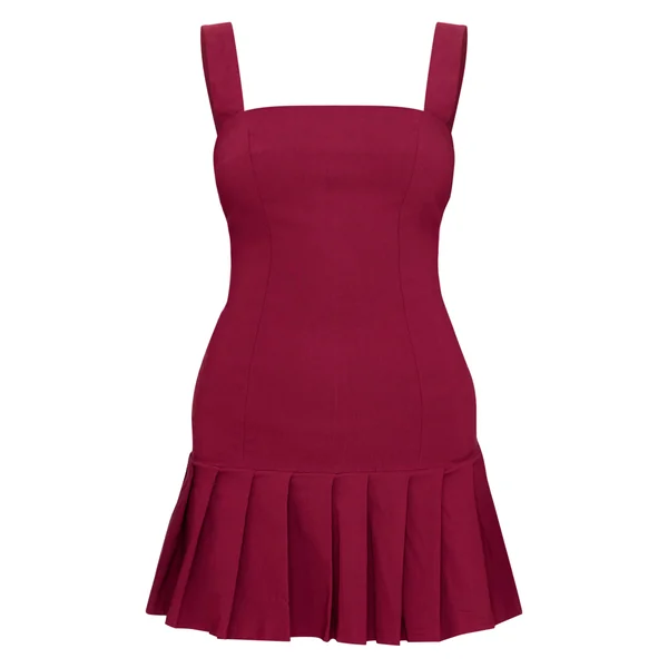Bordeaux Robe Droite Plissée