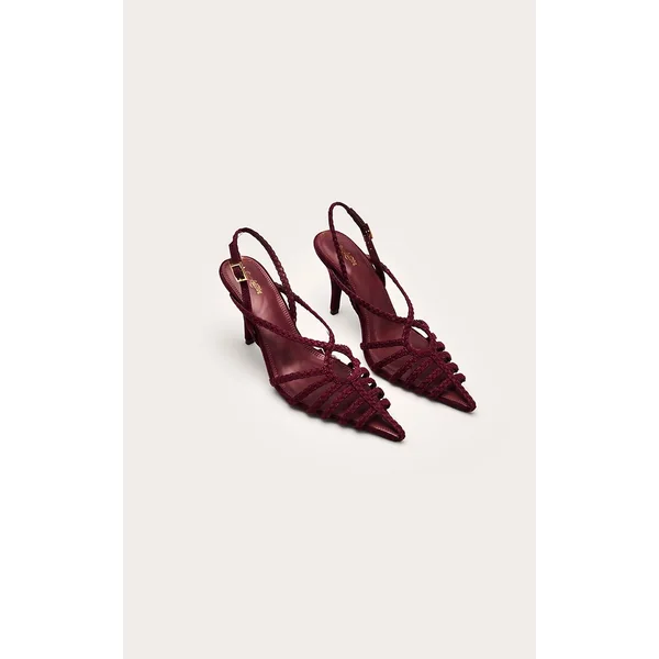 Bordeaux Sandales À Talons Tressées Ajourées
