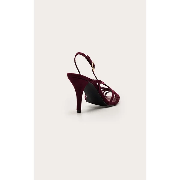 Bordeaux Sandales À Talons Tressées Ajourées