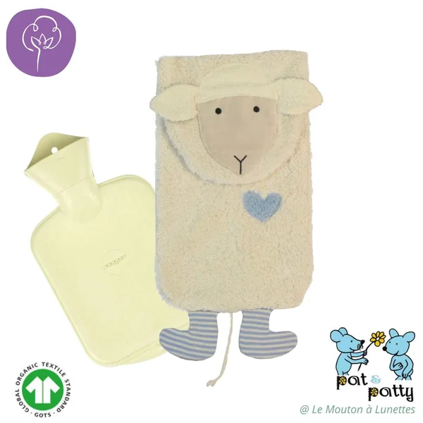 Bouillotte MOUTON pour enfant en coton bio et caoutchouc naturel - Pat & Patty