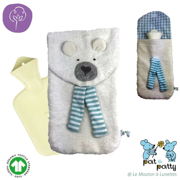 Bouillotte peluche OURS Polaire en coton bio - Pat & Patty