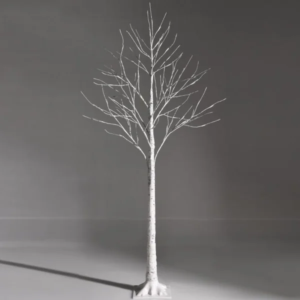 Bouleau Artificiel Lumineux Bouleau Blanc 120 cm avec 48 Lumières LED Blanc Chaud Décoration d'Intérieur pour Noël Pâques et Mariages