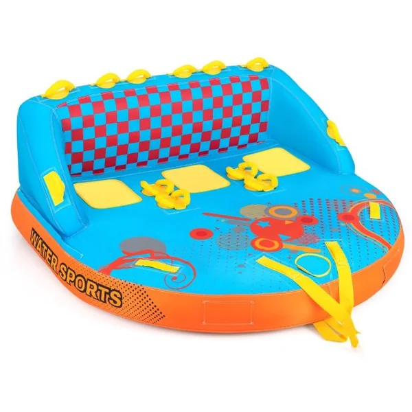 Bouée Tractée Gonflable pour 3 Personnes Charge 300KG Gonflable Bateau Remorquable Housse en Nylon avec 2 Points de Remorquage 193x189x82cm
