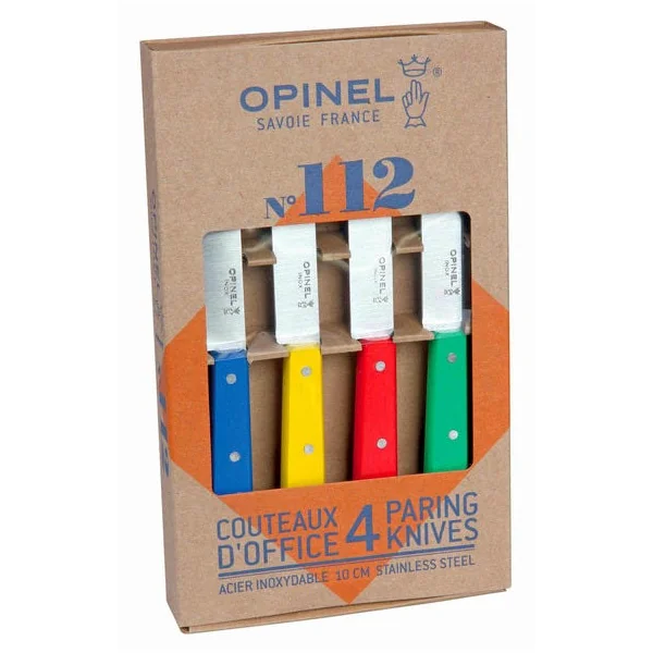 Boîte coffret 4 couteaux d'office couleurs