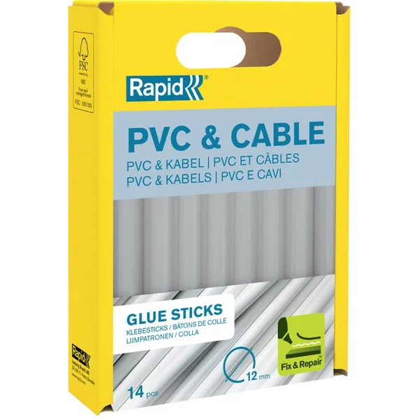 Boîte de 14 bâtons de colle PVC & Câbles Ø12 x 94mm RAPID