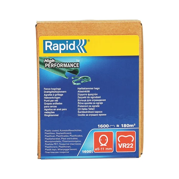 Boîte de 1600 agrafes plastifiées vertes VR22 grillage RAPID