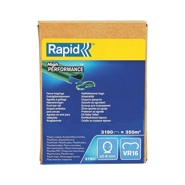 Boîte de 3190 agrafes plastifiées vert VR16 grillage RAPID