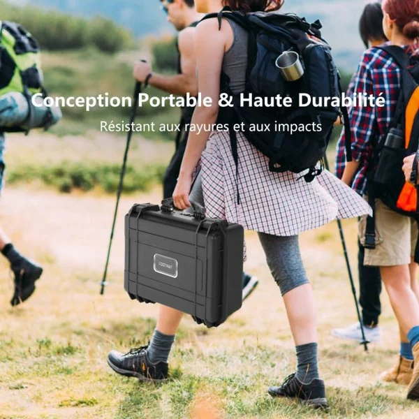 Boîte de transport pour appareils électroniques rigide polyvalente avec mousse personnalisable étanche
